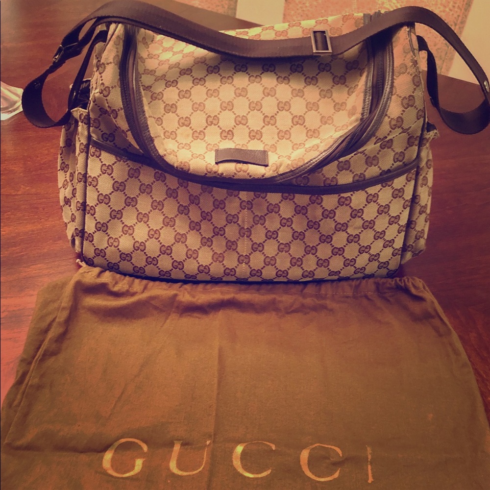 SALE!! Gucci GG Canvas Diaper Bag w/ Dust Bag